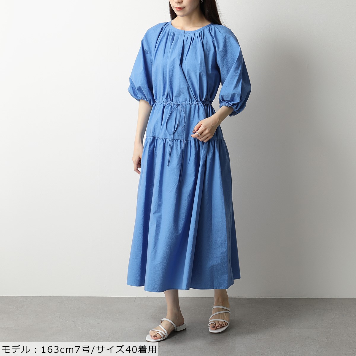 激安通販 Max Mara Weekend マックスマーラ ウィークエンド Kuban ワンピース コットン ウエストギャザー パフスリーブ フリル 半袖 ロングワンピース 004 レディース ワンピース Www Williamssound Com