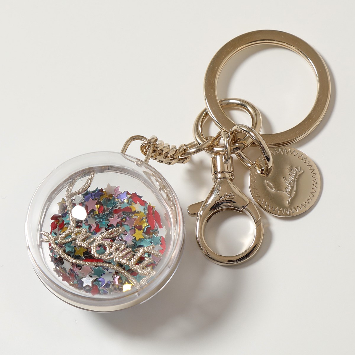 Christian Ball クリスチャンルブタン 21年秋冬新作 Louboutin Ball フック付き キーホルダー Louboutin キーリング Crystal Keyring キーリング バッグチャーム キーホルダー M023 Multi Gold レディース インポートセレクト Musee 新品大セール