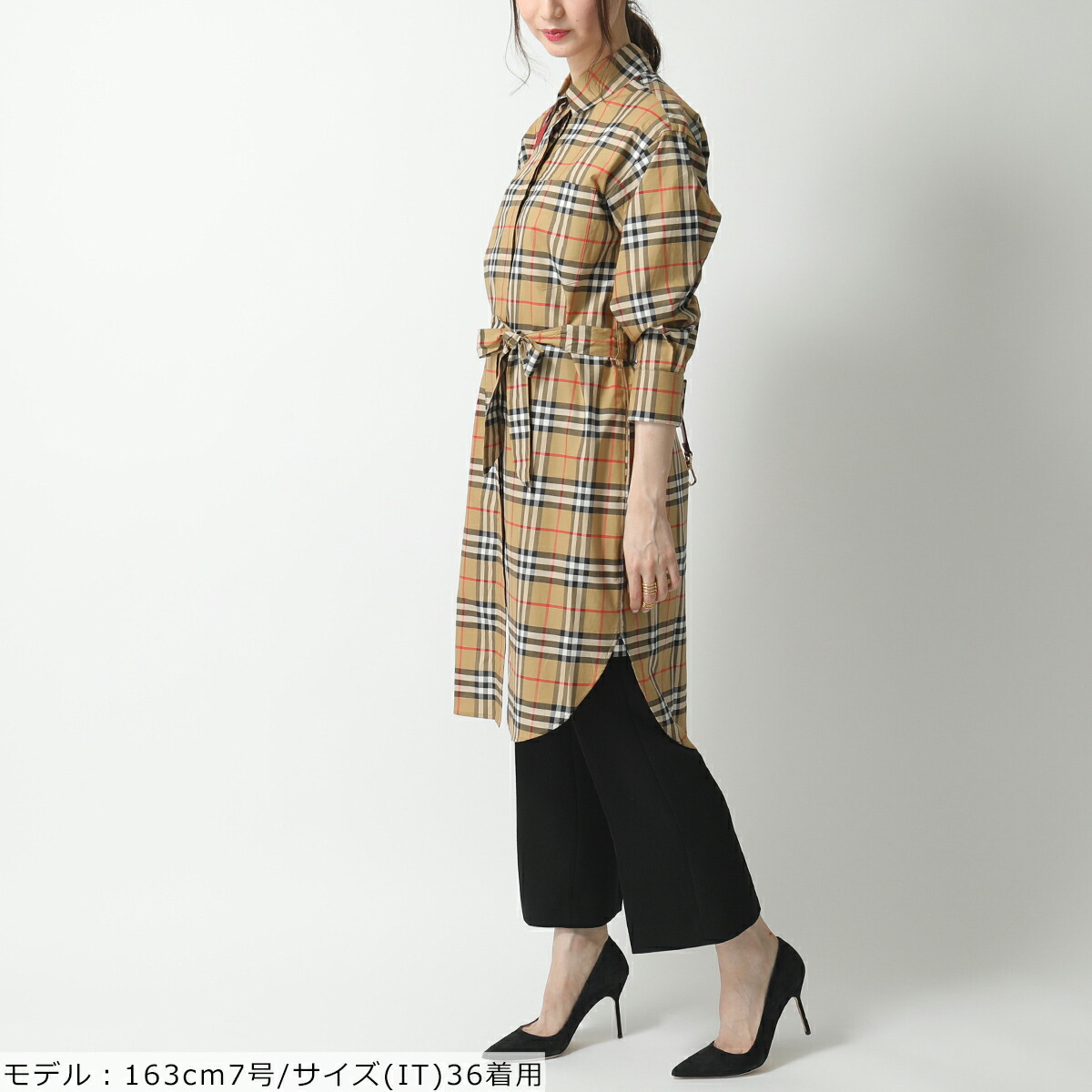 楽天市場 Burberry バーバリー シャツワンピ ロング丈 長袖シャツ チュニック ワンピース バーバリーチェック Antique Yel Ip Chk レディース インポートセレクト Musee