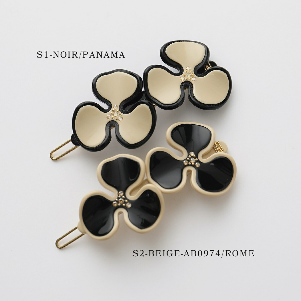 Alexandre De Paris パリ ヘアーアクセサリー 10 カラー2色 Atb 若葉 Pin ピン 髪留め レディース ドゥ アレクサンドル スワロフスキー