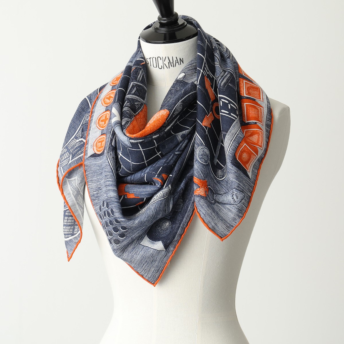 完売 H Carre t エルメス Hermes 100 メンズ レディース 17 Marine Ocean Orange ケース付き マフラー ストール カシシル カシミヤシルク カレ レディーススカーフ Williamsav Com