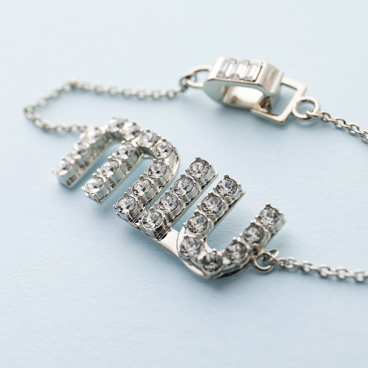 Miumiu ミュウミュウ 5jb297 2dnc クリスタル ロゴ ブレスレット アクセサリー F0okl Acciaio Crystal レディース Hgcodedwelding Com