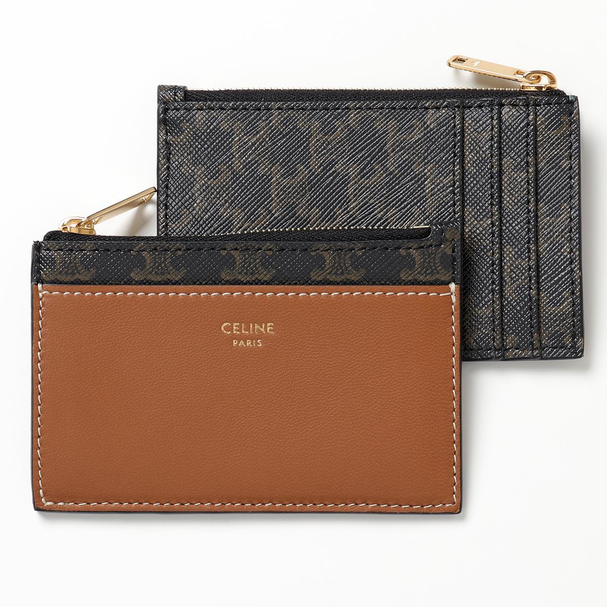 Celine セリーヌ 10f992bz9 04lu Zipped Card Holder ジップドカードホルダー トリオンフ カードケース コインケース フラグメントケース Tan メンズ レディース Ice Org Br