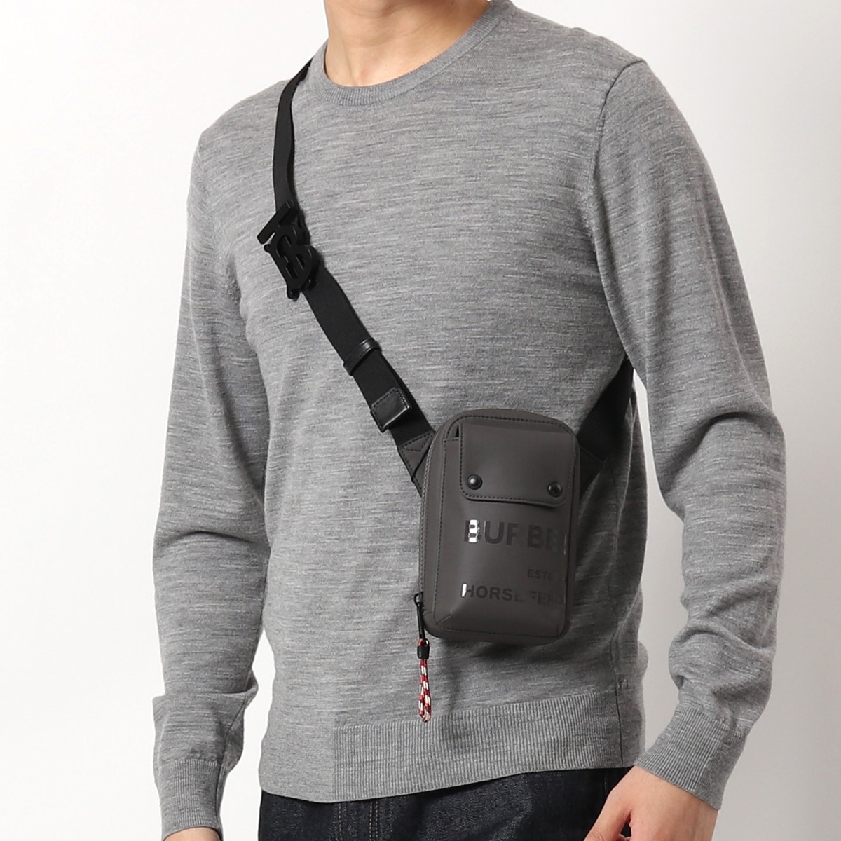 Burberry バーバリー クロスボディポーチ メンズ レザー ショルダーバッグ ホースフェリープリント ロゴ A19 Sepia Grey Lojascarrossel Com Br