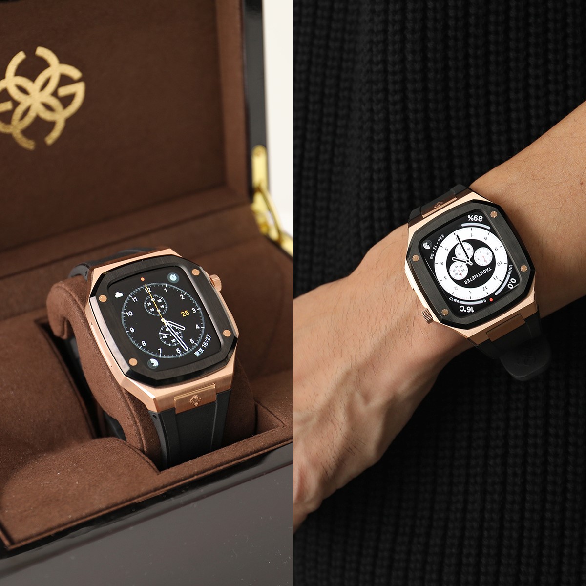 GOLDENCONCEPTゴールデンコンセプトAppleWatchCaseアップルウォッチケースCL40CL44RoseGoldメンズステンレススチールレザーベルトカラー6色【cp_ten】