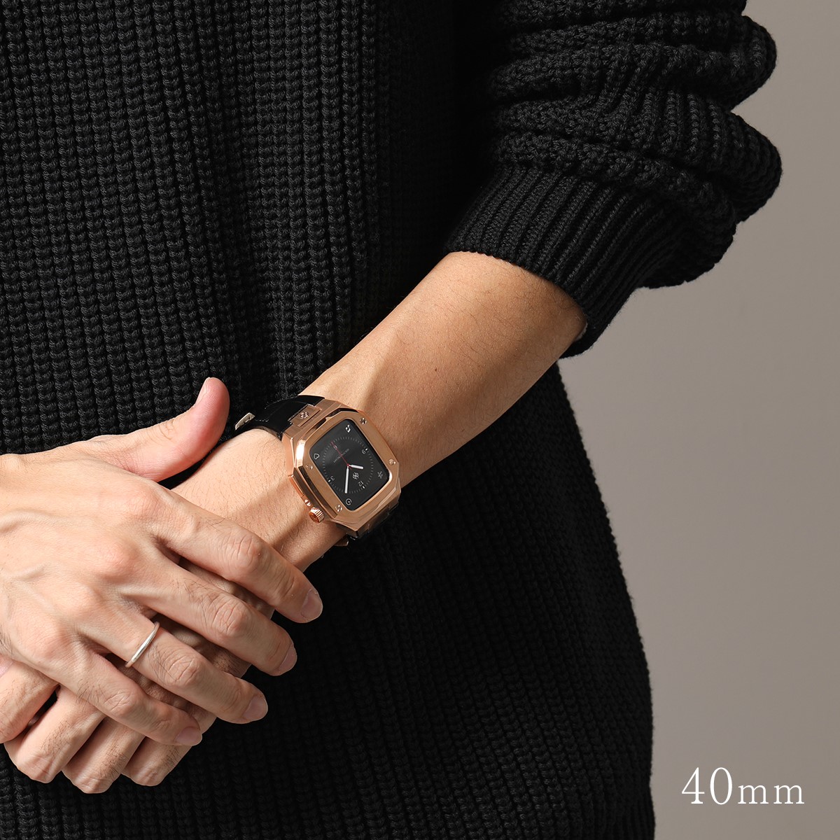GOLDENCONCEPTゴールデンコンセプトAppleWatchCaseアップルウォッチケースCL40CL44RoseGoldメンズステンレススチールレザーベルトカラー6色【cp_ten】