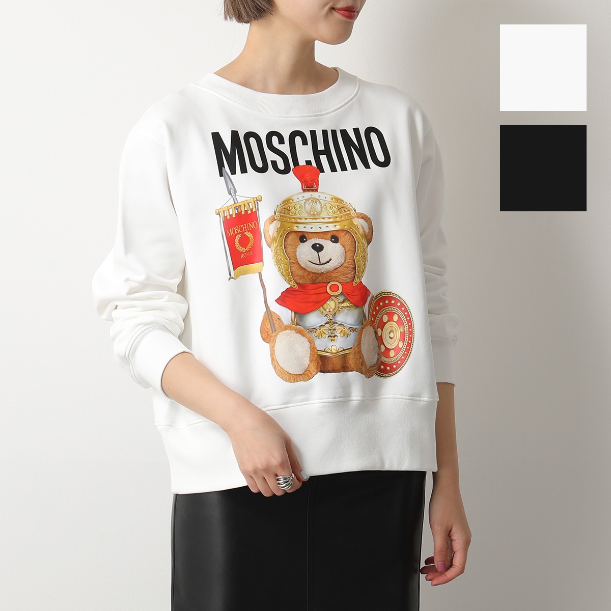 アイボリー×レッド MOSCHINO プルオーバー 赤 ベアーニット