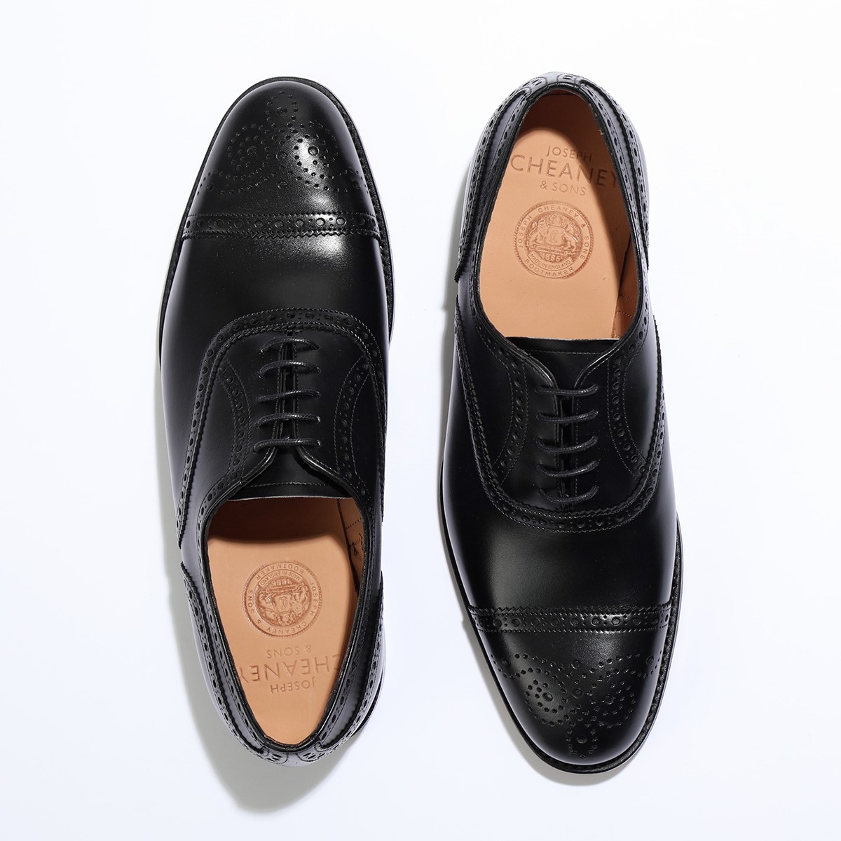 【9/24-9:59迄10％OFFクーポン対象】JOSEPH CHEANEY ジョセフチーニー レザーシューズ WILFRED ウィルフレッド メンズ レザーソール カーフ セミブローグ Fワイズ 靴 BLACK CALF【cp_ten】
