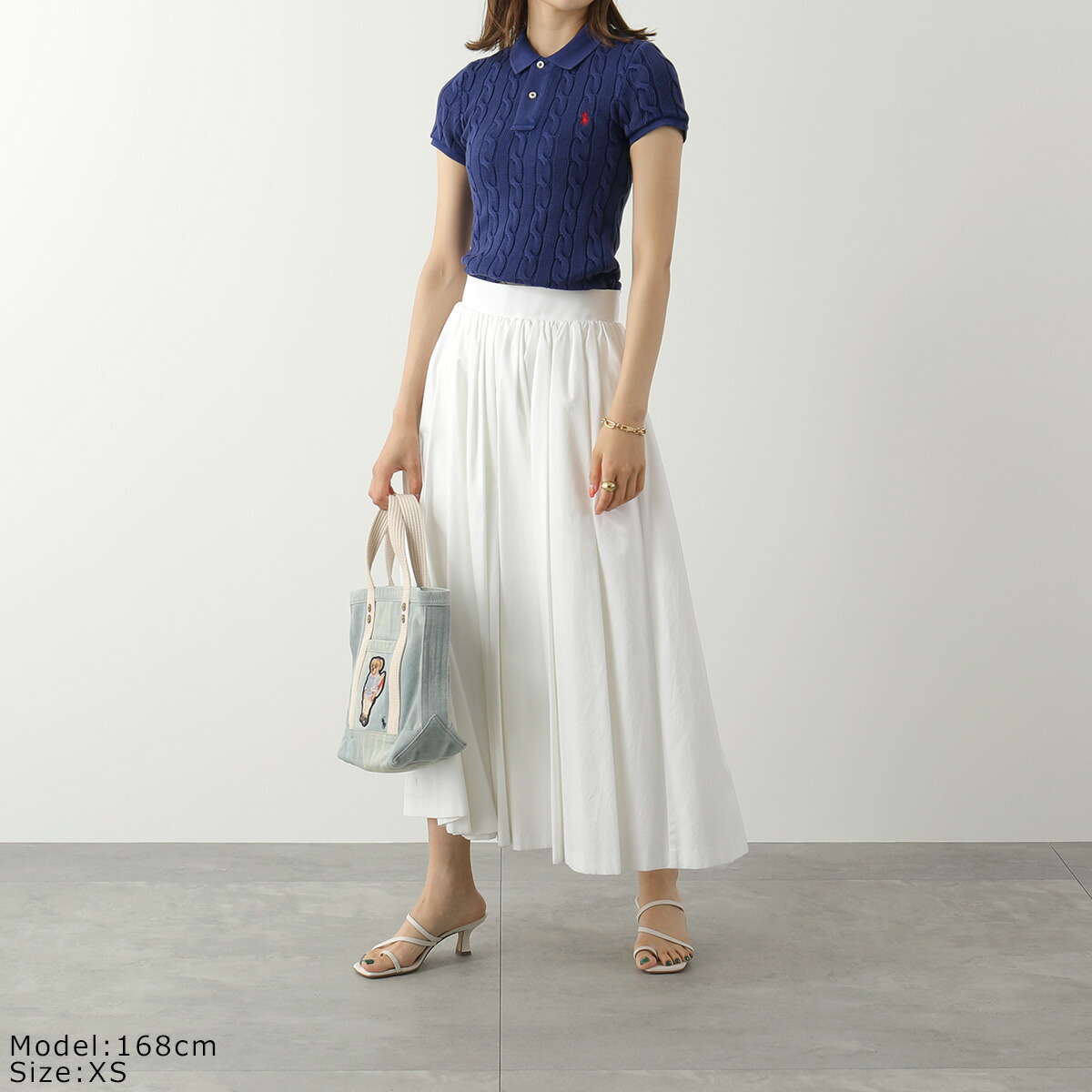 Polo Ralph Lauren ポニー刺繍 011 Blue スキニーフィット 半袖 ポロ ポロシャツ ケーブルニット レディース ラルフローレン コットン