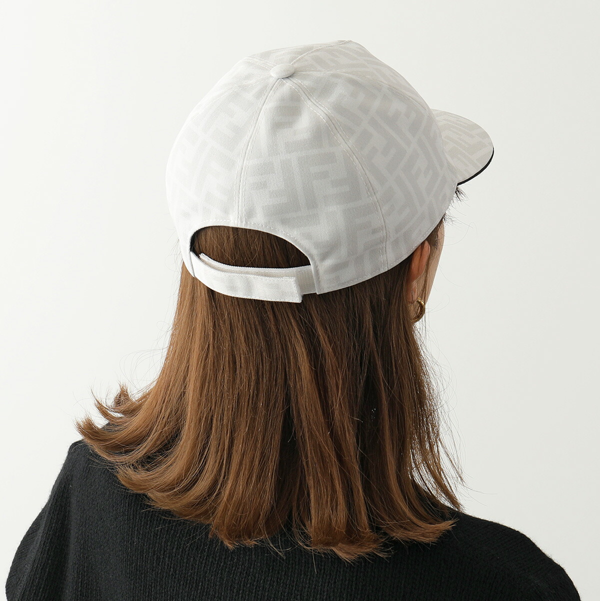 FENDIフェンディベースボールキャップFXQ768ACDAレディースFFロゴ帽子F0QA0/WHITE