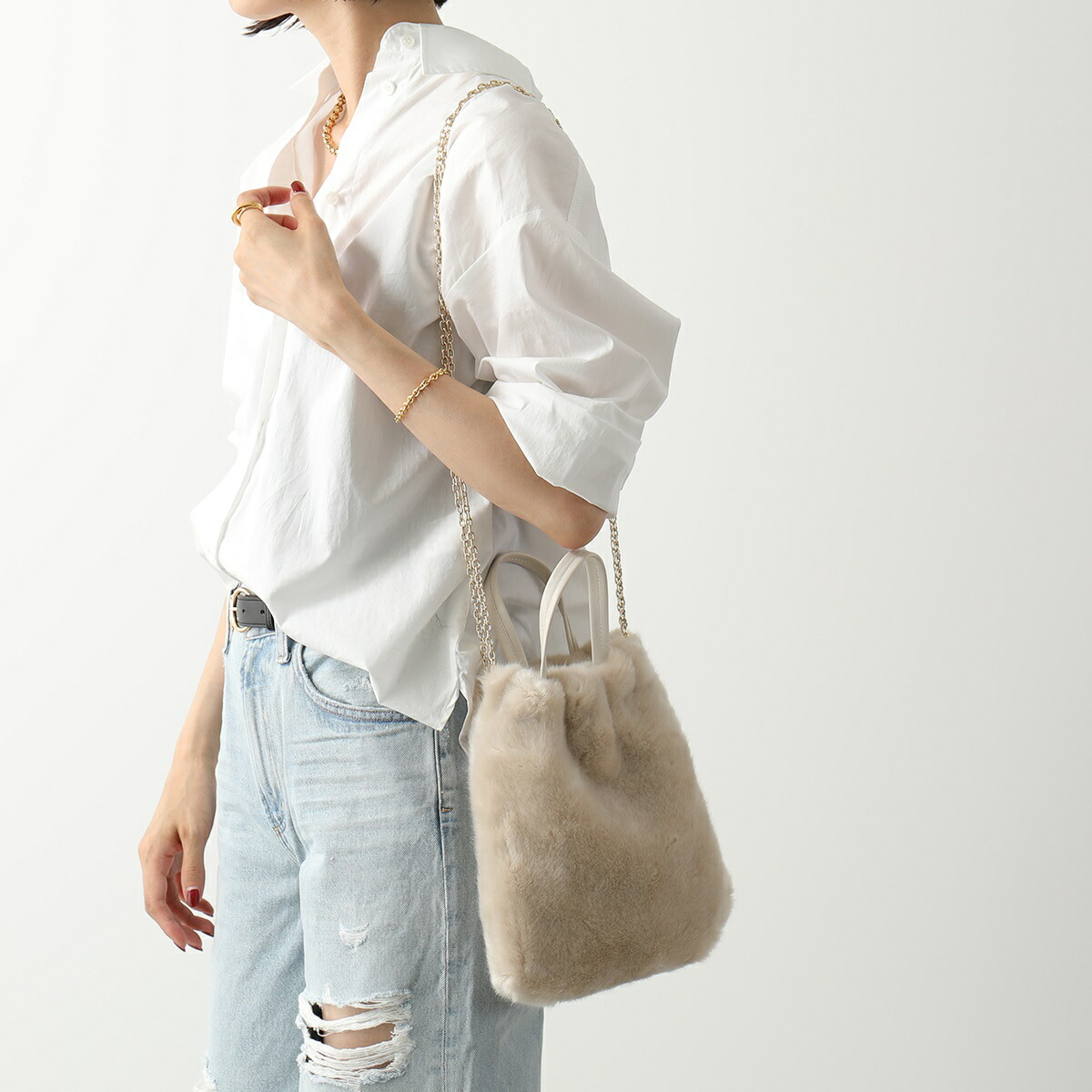 a point etc アポワンウテセ ハンドバッグ SAC ALICE UV ROMA レディース エコファー ファーバッグ ショルダーバッグ  ポシェット チェーンバッグ 鞄 UV-BEIGE 上質