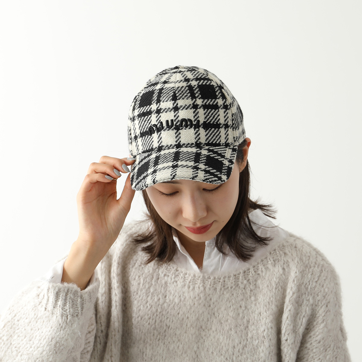 【楽天市場】MIUMIU ミュウミュウ ベースボールキャップ 5HC179 2F6L レディース コットン ロゴ 刺繍 チェック 帽子