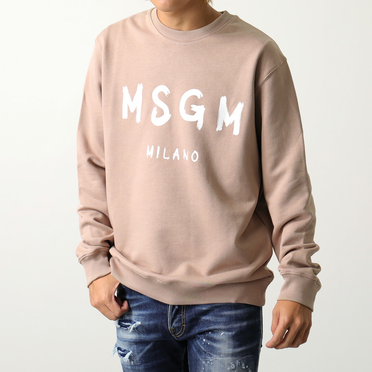 爆買いHOT MSGM トレーナー スウェット クルーネック ペイント ロゴ 白