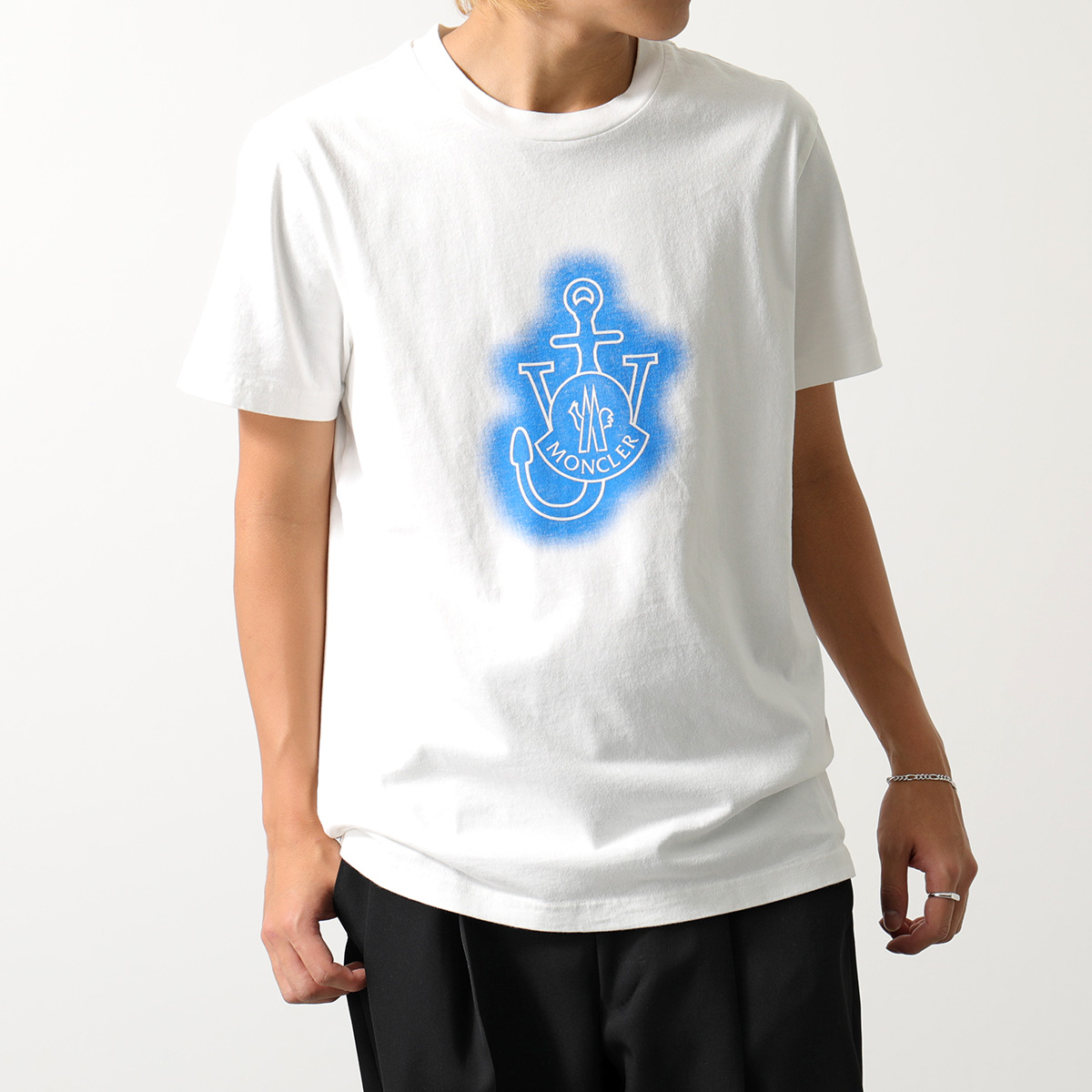 スイーツ柄 ブルー モンクレール jw Anderson Tシャツ 灰色 ロゴ ロゴT 