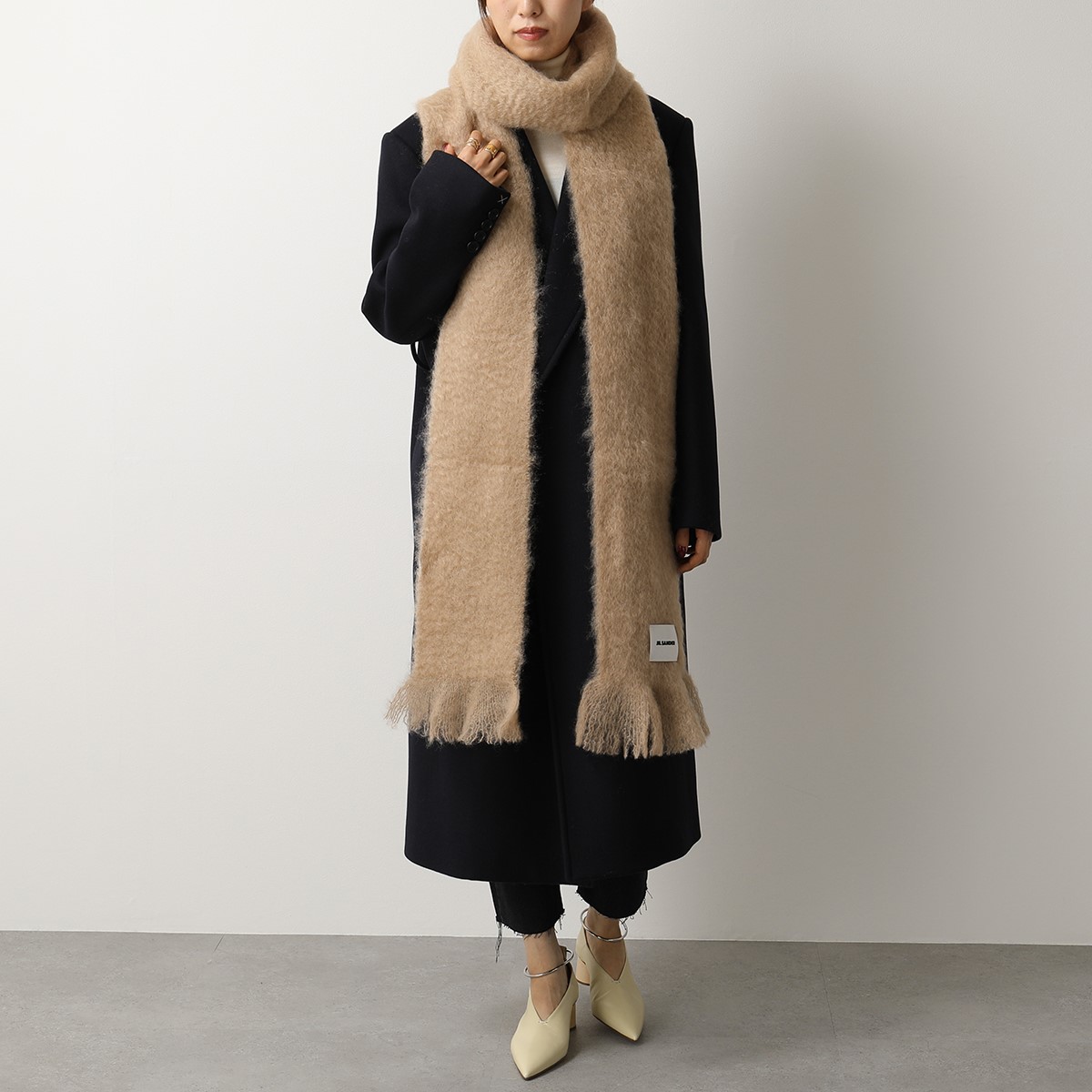 ジル サンダーJIL SANDER 2016AWカシミア バックル ベルト カット ショルダー Vネック オーバーサイズ ニット トップス セーター38ブラック 極美品 ジルサンダー JIL SANDER カシミア チェスター コート