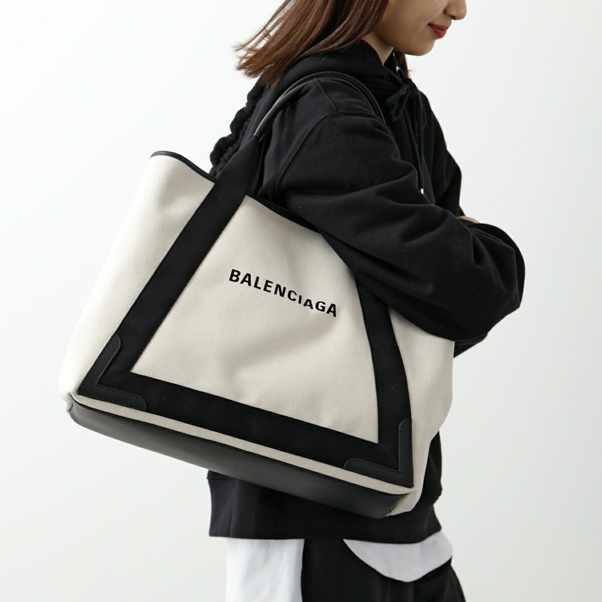 BALENCIAGA トートバッグ 麻×ブラック ペーパーミニ - www.tigerwingz.com