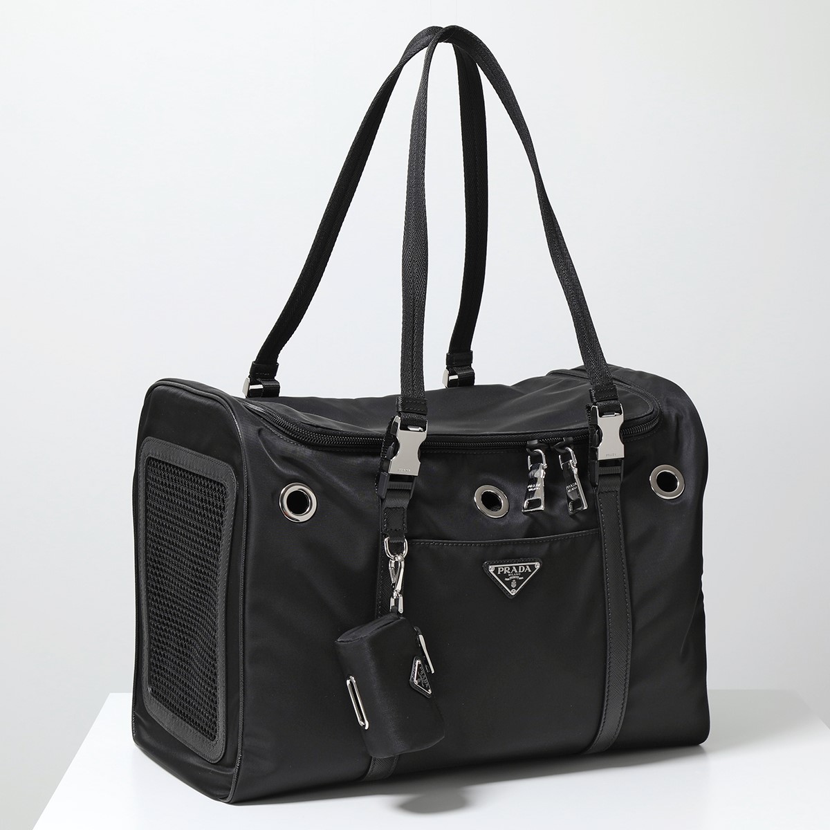 【楽天市場】PRADA プラダ ペットバッグ 2VC968 2DMT ペット用品 ナイロン レザー トライアングルロゴ ストラップ フード