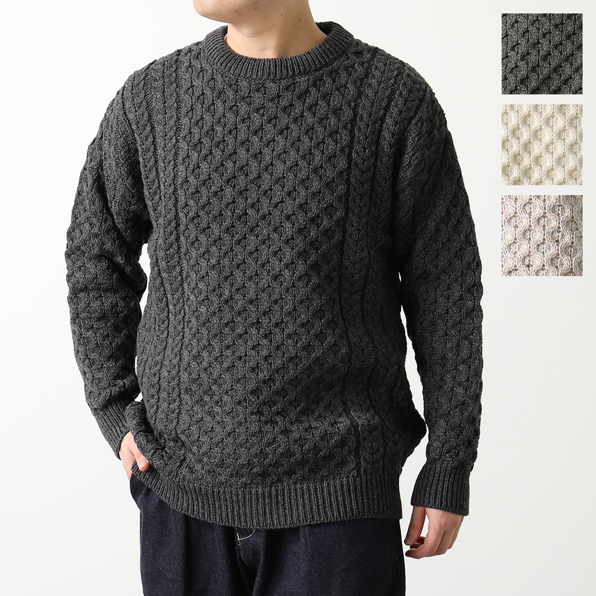 Aran Crafts アランクラフト アランセーター Merino crew neck sweater C1949 メンズ ニット 長袖 ウール クルーネック カラー4色｜インポートセレクトmusee