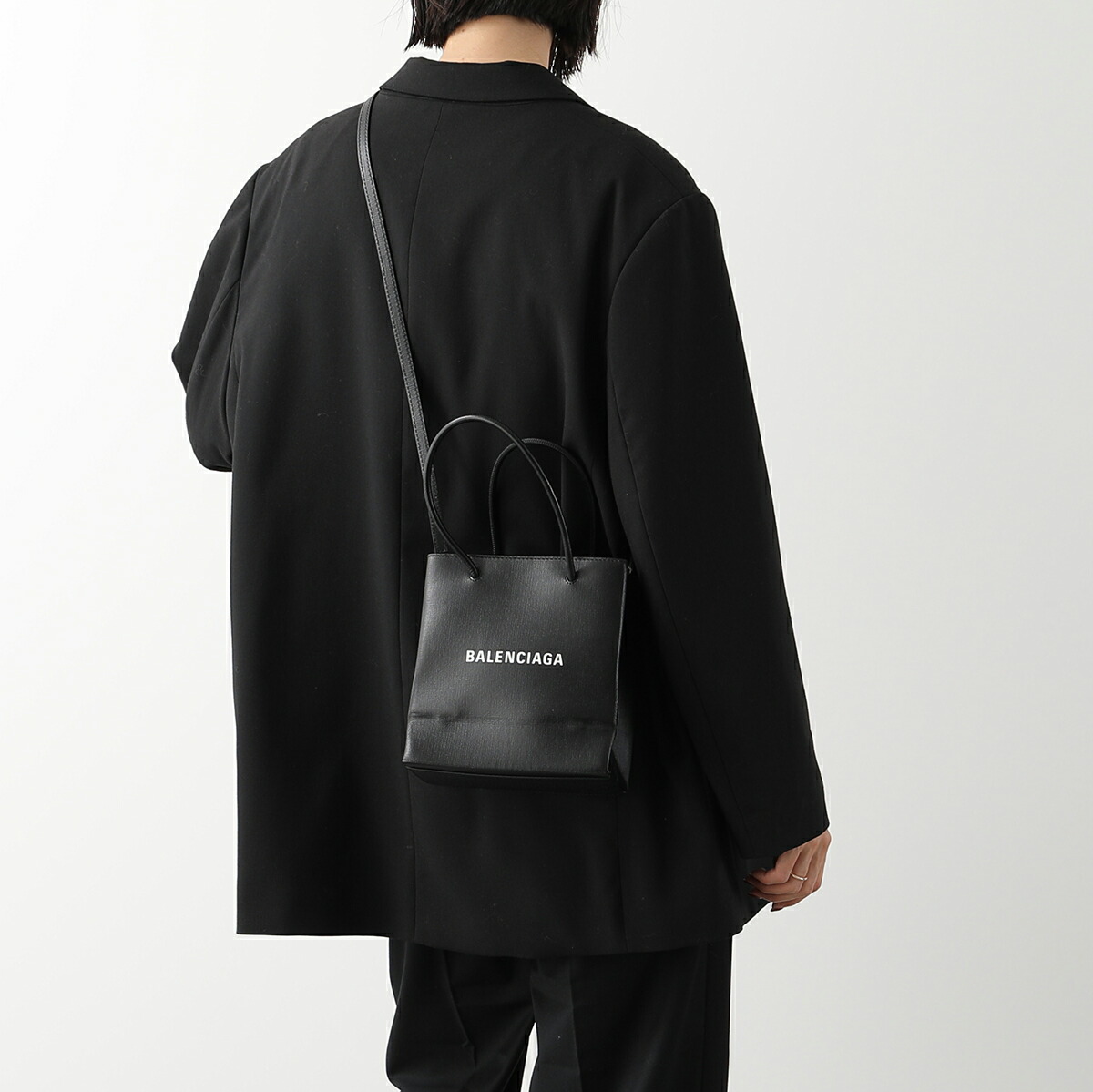 BALENCIAGA バレンシアガ トートバッグ Shopping Tote XXS597858 0AI2N レディース ショルダーバッグ ロゴ  レザー 鞄 1000/BLACK｜インポートセレクト musee