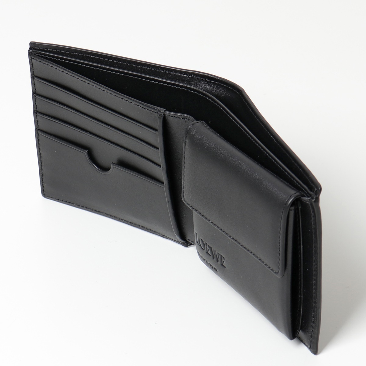 楽天市場 Loewe ロエベ Cx02 Brand Bifold Coin Wallet アナグラム レザー 二つ折り財布 小銭入れあり 1100 ブラック メンズ インポートセレクト Musee