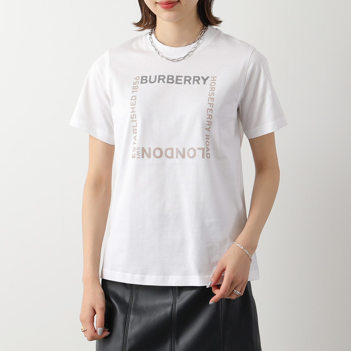 新品 BURBERRY 8064473 A1464 コットンTシャツ XS-