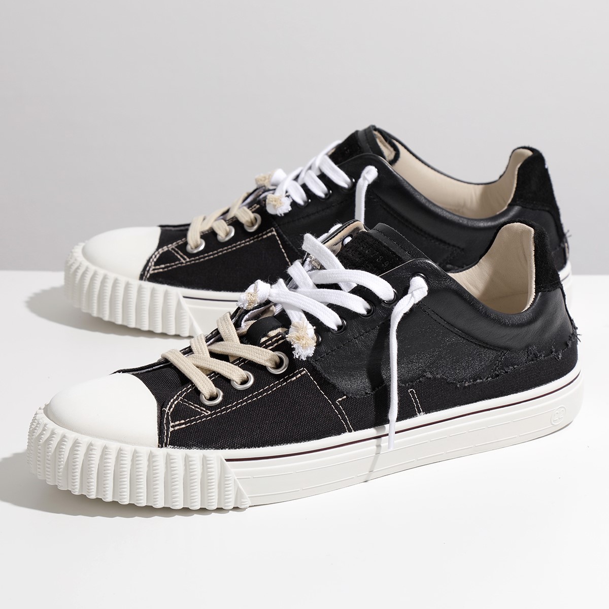 Maison Margiela メンズ Evolution キャンバス ダメージ加工 ローカット スニーカー ホワイト 41 (188640 main image 1