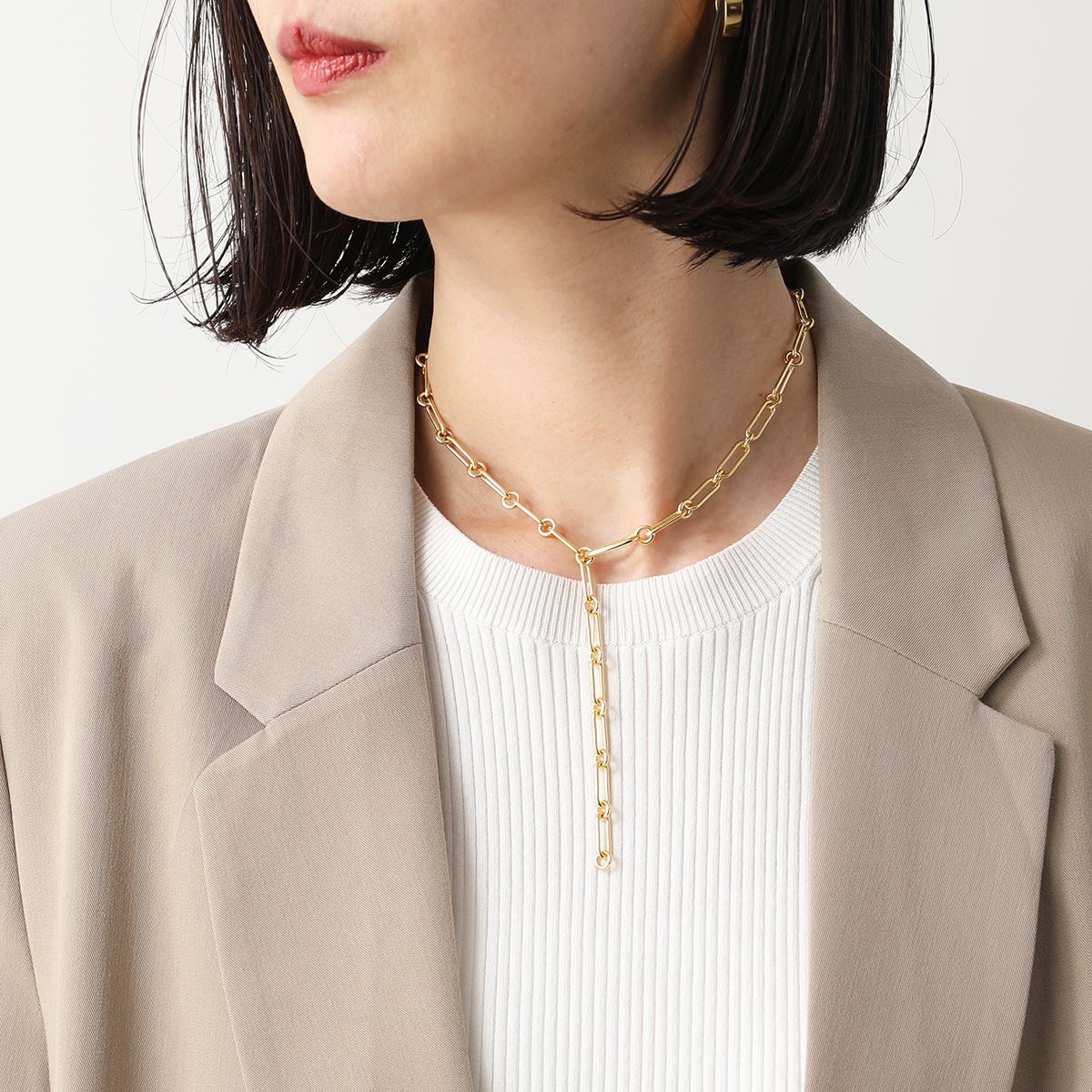 TOM WOOD】トムウッド Square Chain 9kt gold-plated necklace 