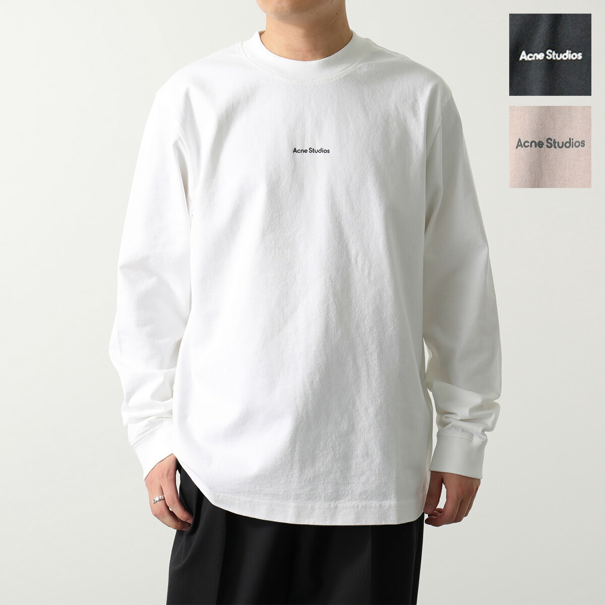 Acne Studios アクネストゥディオズ 長袖 Tシャツ BL0279 FN-MN-TSHI000354 メンズ カットソー ロンT ちびロゴ  コットン クルーネック ガーメントダイ カラー3色