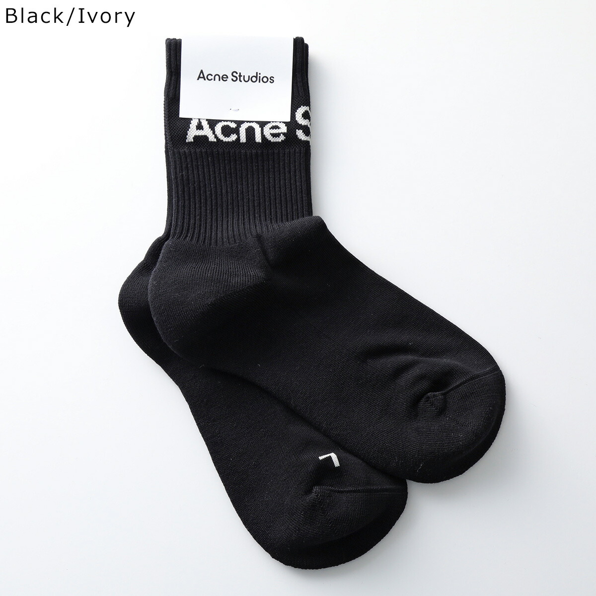 S11【新品未使用】アクネ ストゥディオス ロゴ リブ ソックス 靴下 人気 Acne Studios アクネストゥディオズ ソックス Ribbed Logo Socks リブ