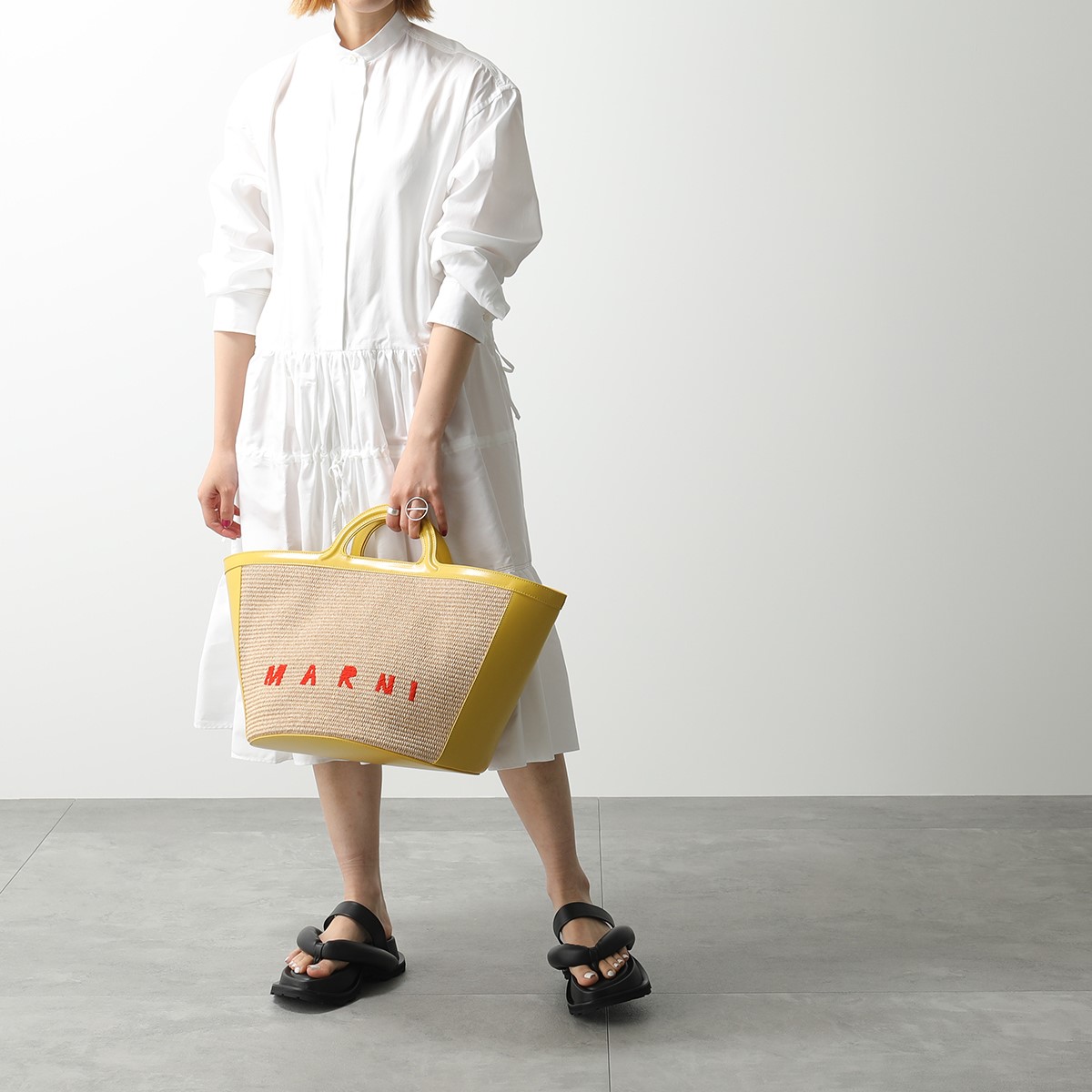 MARNI マルニ かごバッグ LARGE BMMP0069Q0 レザー×ラフィア トロピカ