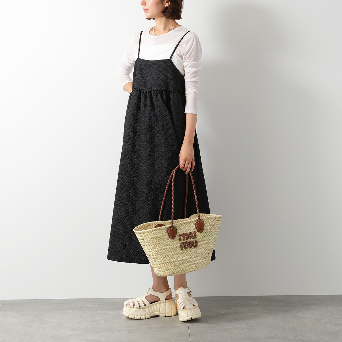 【セール】ミュウミュウパルミトニットハンドルかごバッグ5BG209 miu MIUMIU ミュウミュウ かごバッグ 5BG206 2DDH レディース