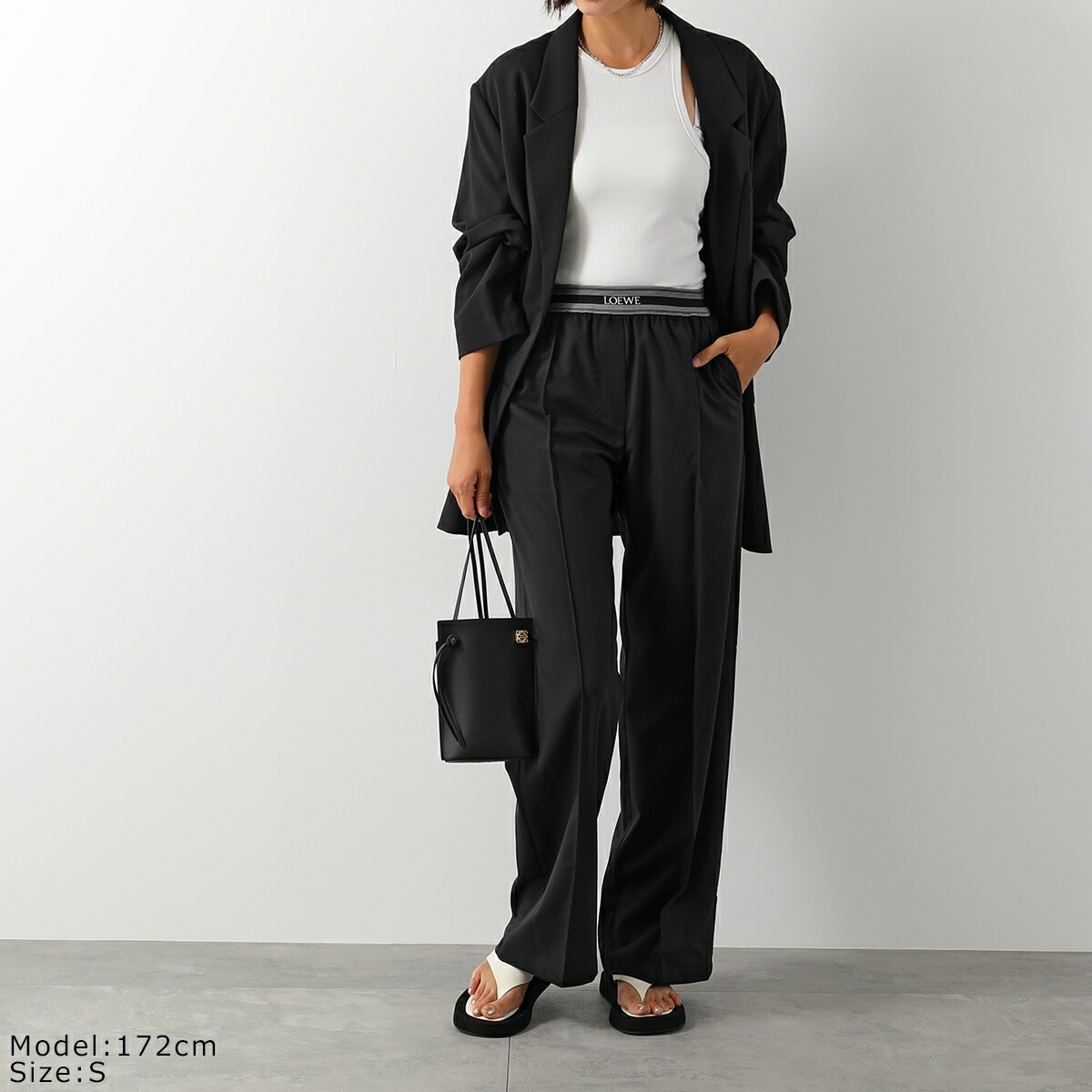 LOEWE ロエベ レザーパンツ センタープレス スラックス LOEWE ロエベ トラウザーズパンツ S359Y04XBP レディース ロゴ