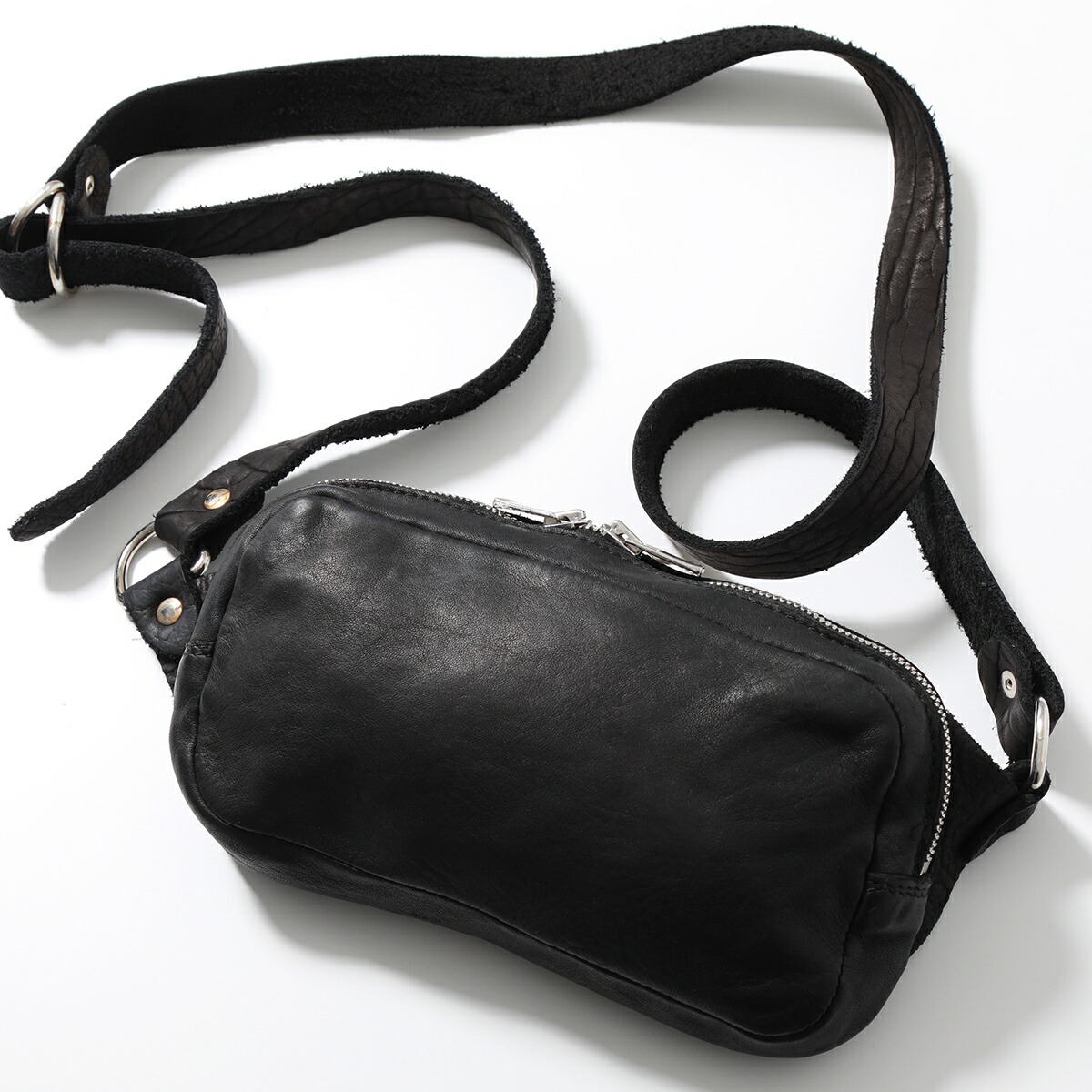 GUIDI グイディ ショルダーバッグ soft horse full grain BV04 メンズ レザー クロスボディ ボディバッグ ベルトバッグ 鞄 BLKT｜インポートセレクトmusee