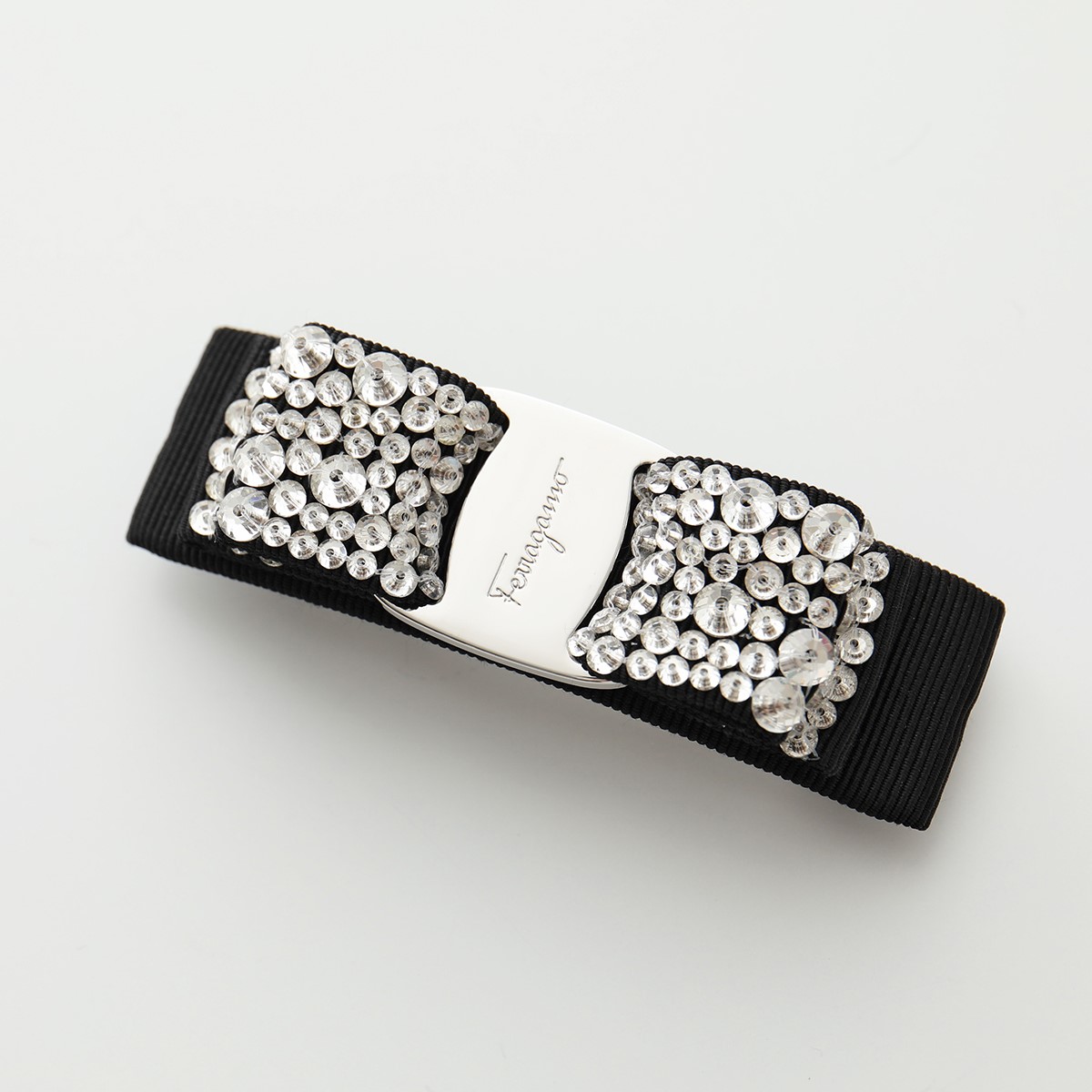 FERRAGAMO フェラガモ バレッタ 342759 524894 レディース ヴァラ リボン クリスタル ヘアアクセサリー 001/NERO+CRYSTAL|インポートセレクトmusee
