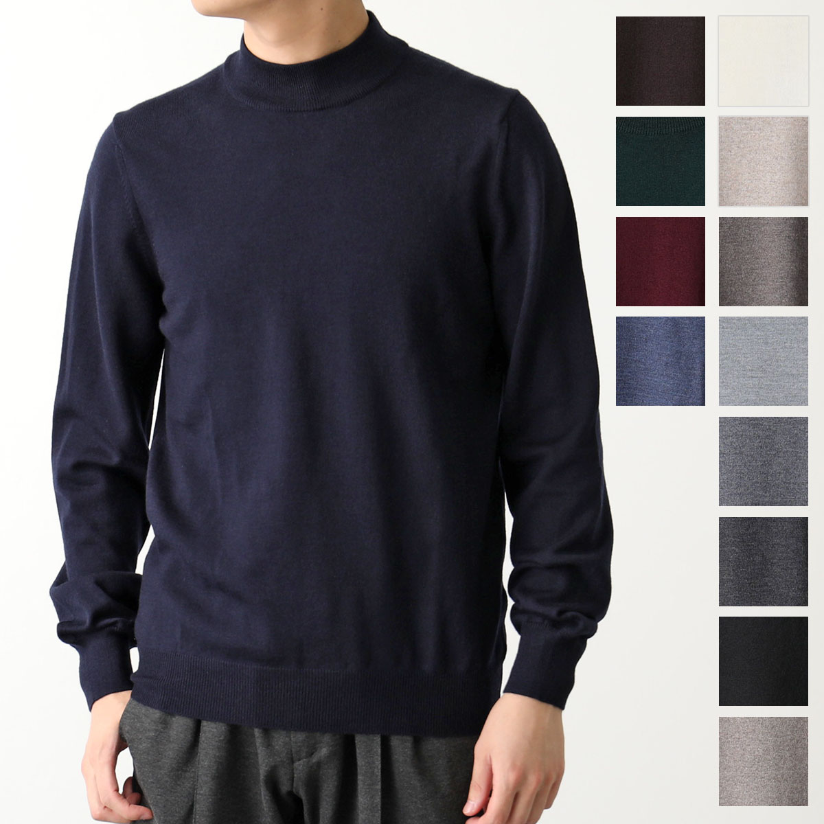 【数回着用のみ】グランサッソ☆ウール♡モックネック☆グレー♡48 GRAN SASSO グランサッソ [秋冬] 12G メリノウール モックネック