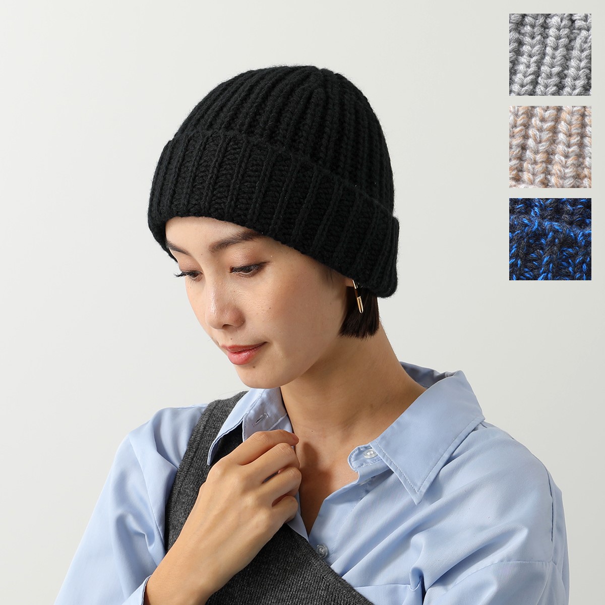 Anya Hindmarch◆アイズウールハット ニット帽◆チャコール anyahat.jpg