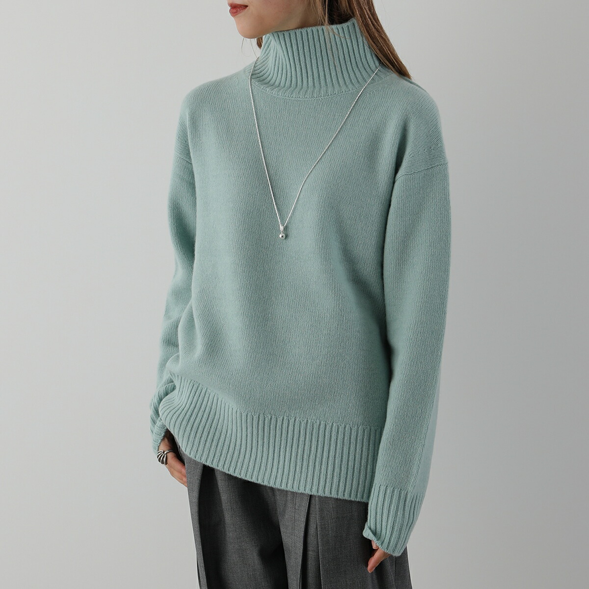 カシミヤ混　マックスマーラ ハイネックケーブルニット ネイビー ウールカシミヤ MAXMARA WEEKEND LINE MAX MARA ウィークエンド マックスマーラ