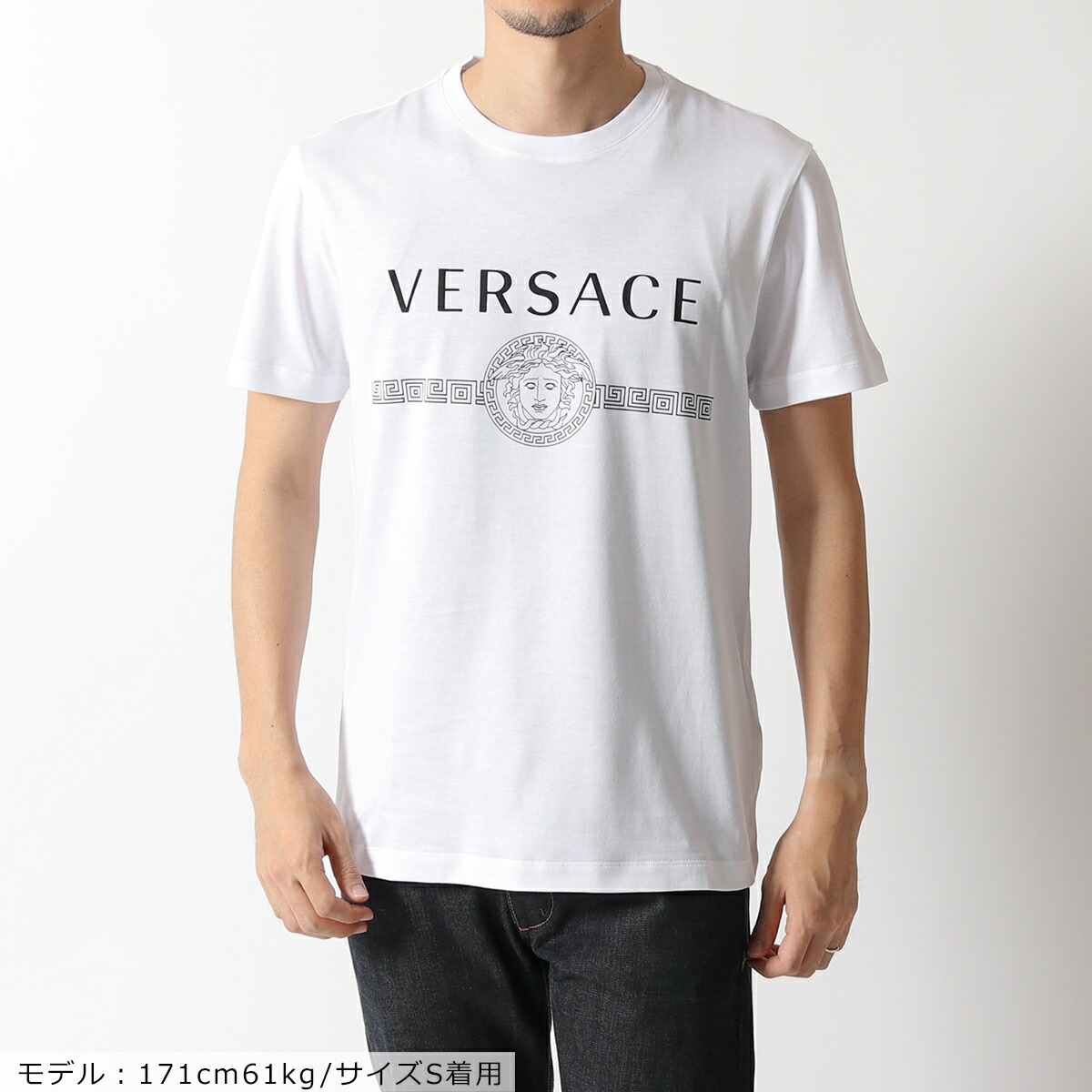 楽天市場 Versace ヴェルサーチ A159 6 サステナブル ロゴt メドゥーサ スリムフィット クルーネック Tシャツ 半袖 A1001 Bianco Ottico メンズ インポートセレクト Musee