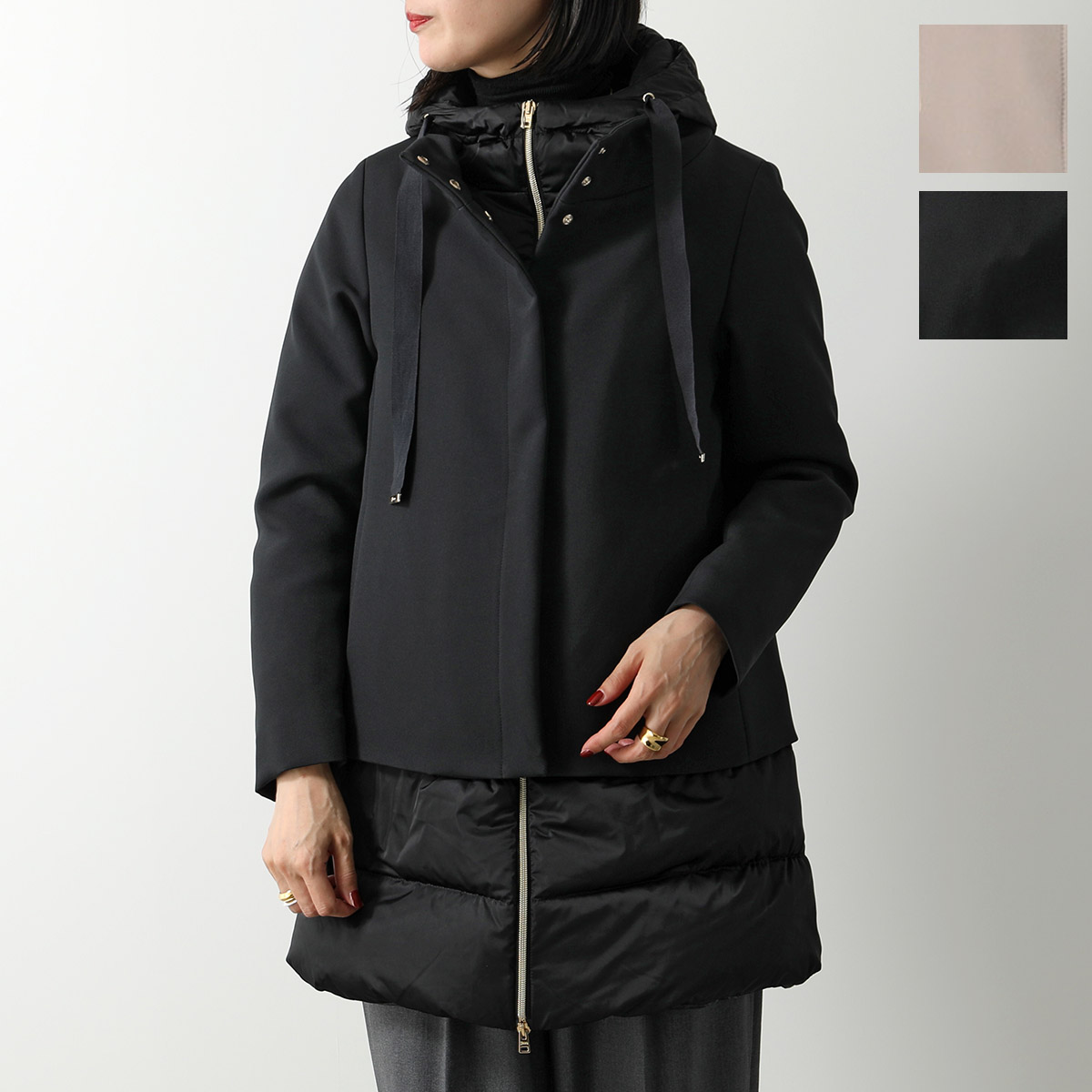 【楽天市場】HERNO ヘルノ ダウンコート NEW CITY GLAM PI001821D 12549 レディース フード付き サテン切替 ...