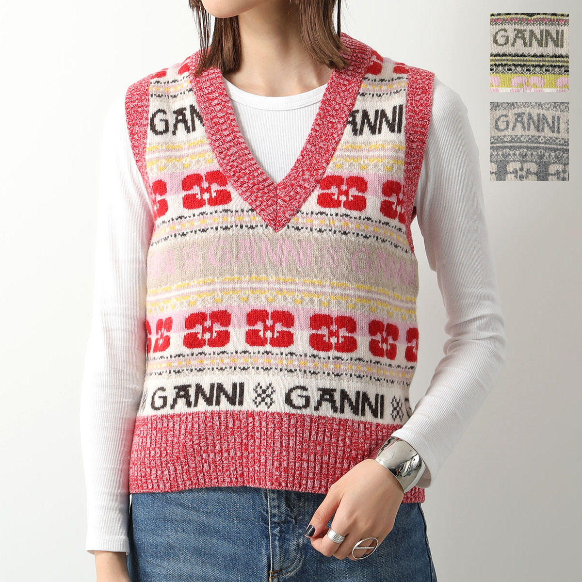 GANNI ピンク ニットヘッドバンド GANNI ピンク ニットヘッドバンド