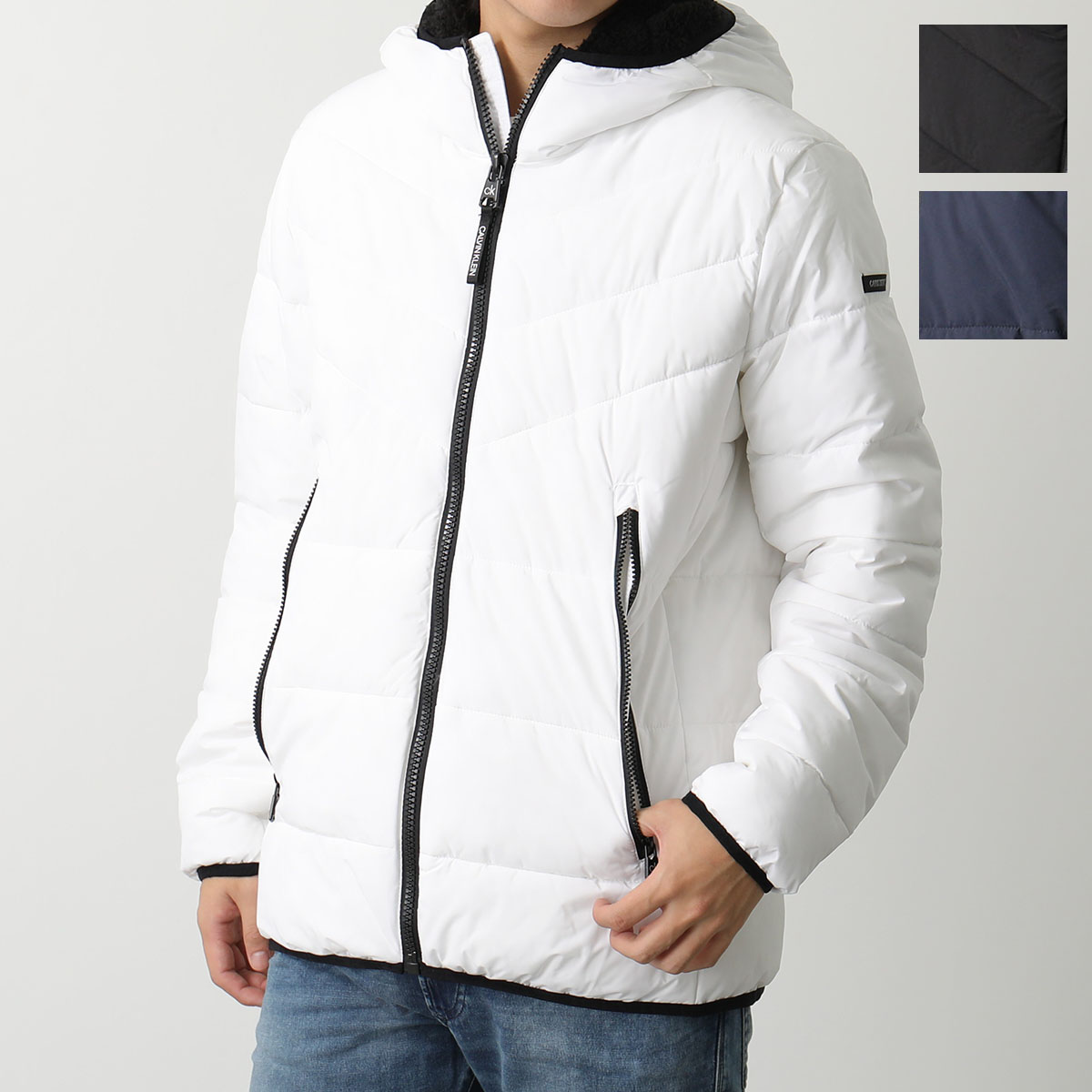 Calvin Klein カルバンクライン 中綿ジャケット HOODED STRETCH JACKET CM155201 メンズ アウター ボア フード ロゴパッチ カラー3色｜インポートセレクトmusee