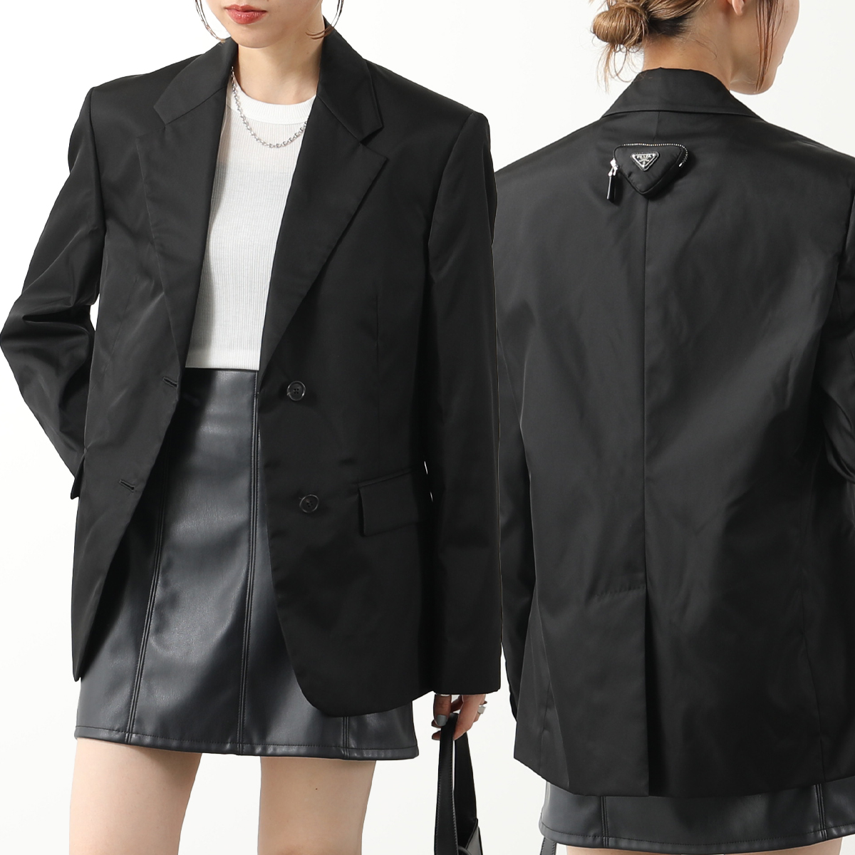 新品同様　PRADA プラダ　特大トライアングルロゴ　フーデッドロングコート 新品同様 PRADA プラダ 特大トライアングルロゴ フーデッド