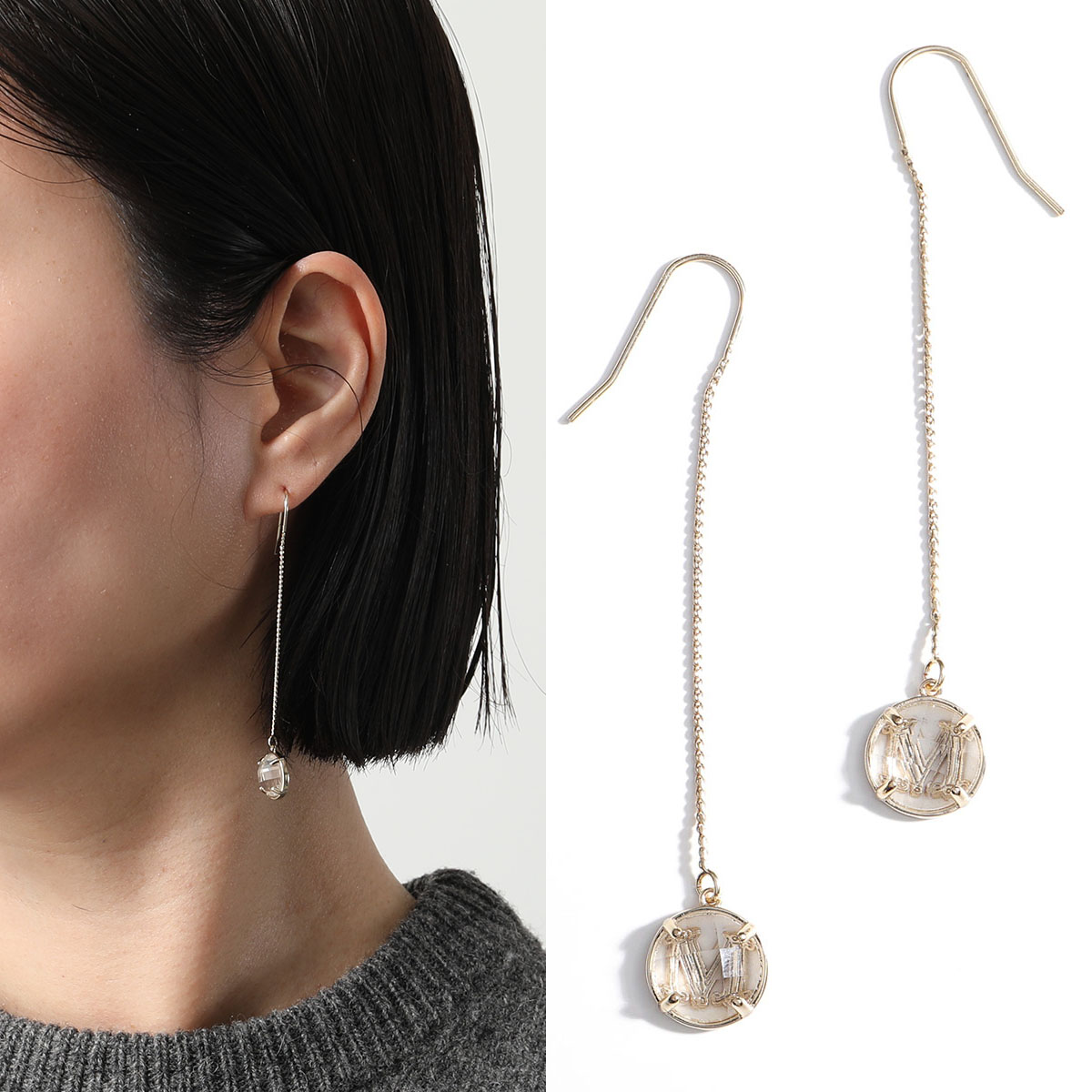 関税なし【Max Mara】パールとラインストーン イヤリング 楽天市場】MAX MARA マックスマーラ リングピアス EARRY02