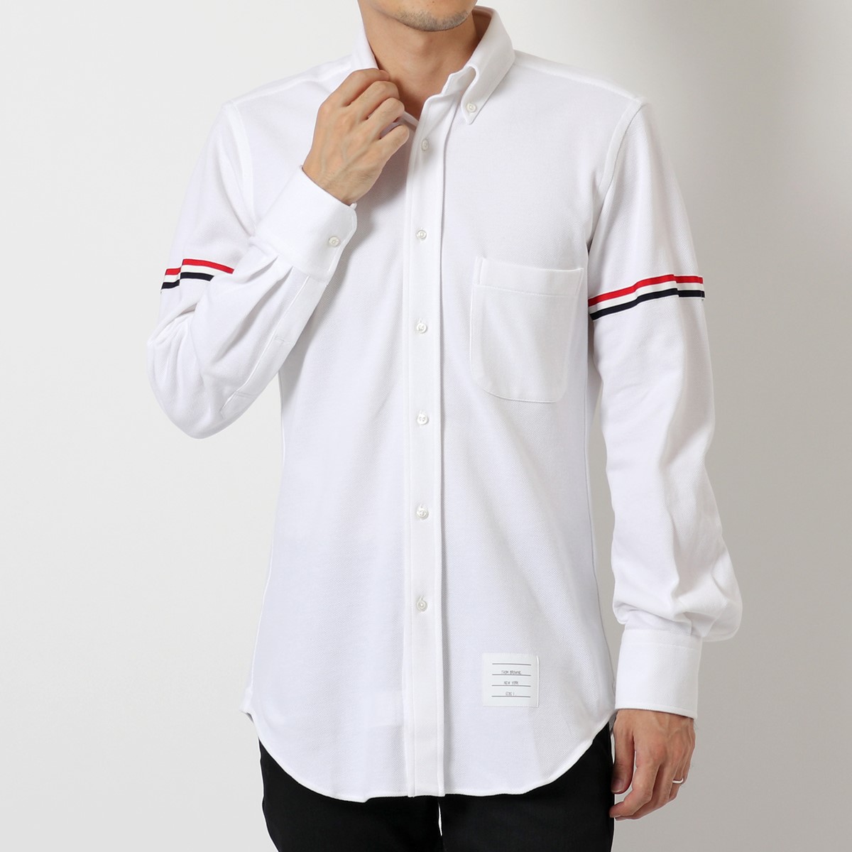 正規販売店 トム ブラウン Thom Browne メンズ シャツ アームバンド ワイシャツ トップス Grosgrain Arm Band Oxford Shirt Light Blue 値下げ Www Hbleisure Com