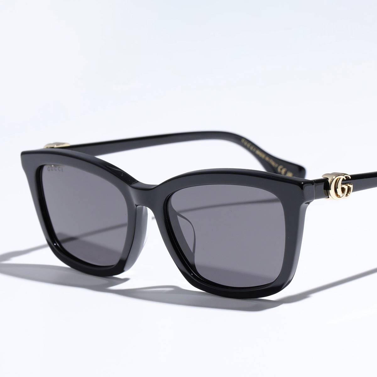 GUCCI グッチ サングラス GG1596SK メンズ スクエア型 セルフレーム アジアンフィット メタルロゴ 001/Black-Black-Grey｜インポートセレクトmusee