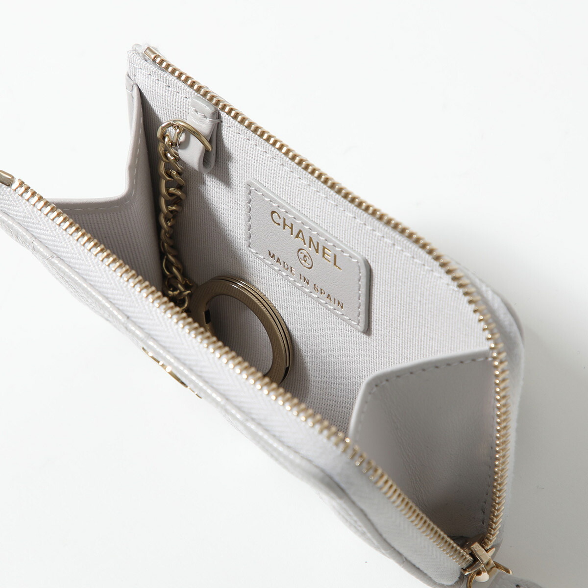 新品CHANELシャネル　キーリング付コインカードケース　ココマーク　マトラッセ CHANEL （未使用 展示品）シャネル ココマーク マトラッセ