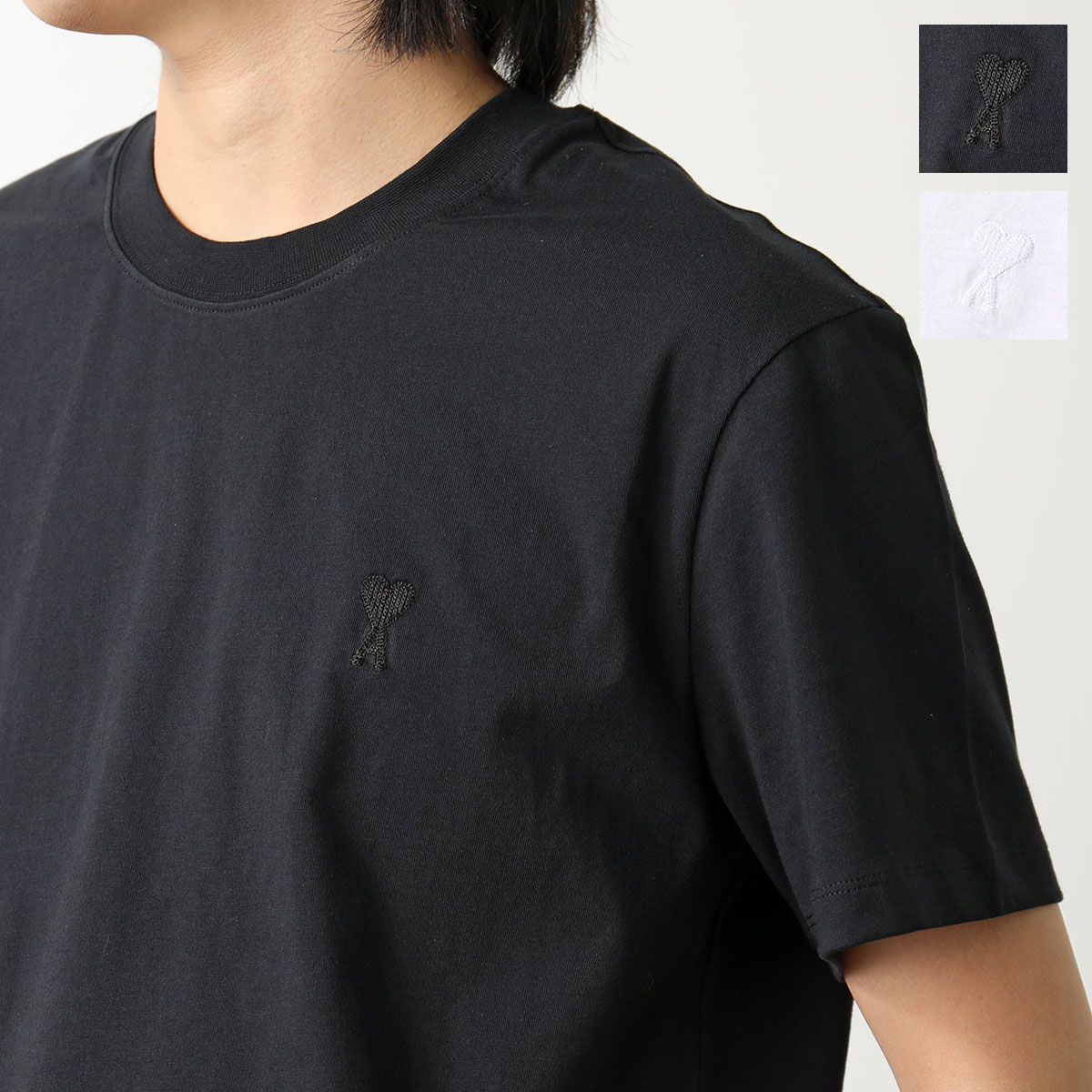 AmiParis 黒い刺繍 半袖Tシャツ サイズS AMI アミパリス AMI DE COEUR 半袖Tシャツ | アウトレット
