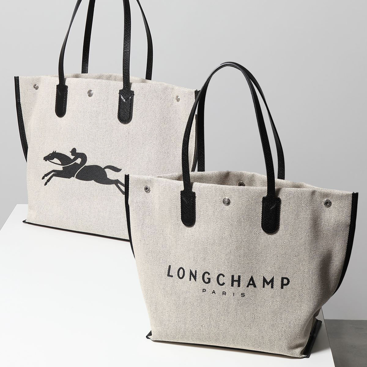 Longchamp ロンシャン トートバッグ 10090 HSG レディース コットン×レザー ロゴ 鞄 カラー2色|インポートセレクトmusee