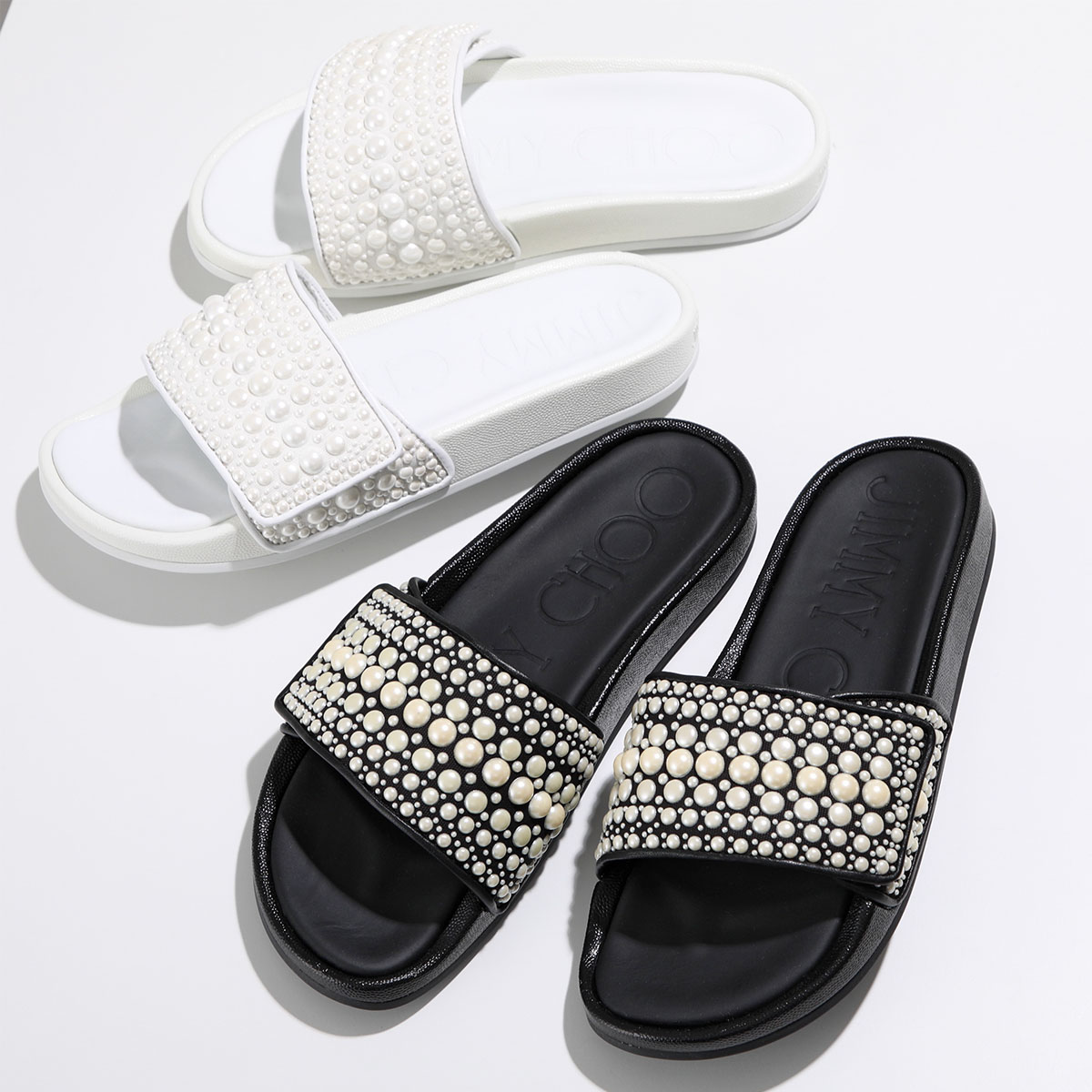 美品 ジミーチュウ PINE FLAT プラットフォームサンダル パール 36 美品 ジミーチュウ PINE FLAT プラットフォームサンダル パール