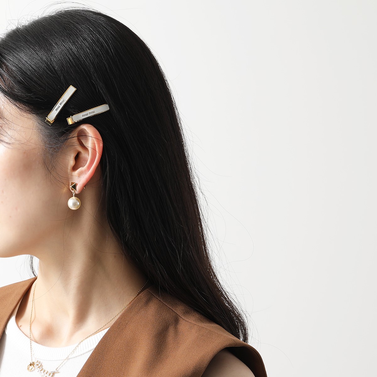 MIUMIU ミュウミュウ ヘアクリップ 5JF136 2F6T レディース 2点セット 